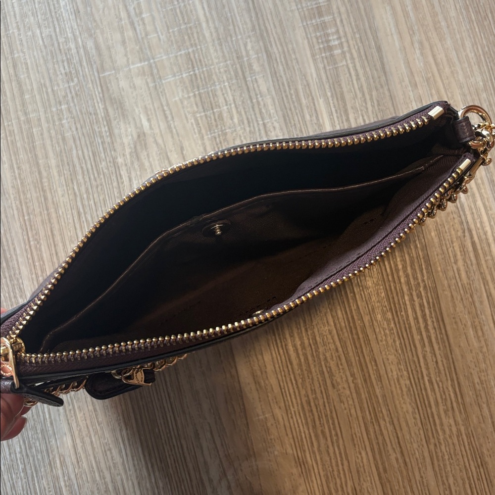 Coach Dark Brown Leather Shoulder Bag with Gold Chain - Picture 8 of 8